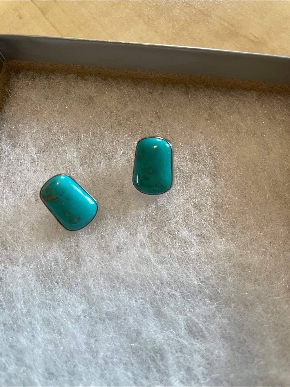 Turquoise Rectangular Stud Earrings - Turquoise Blue